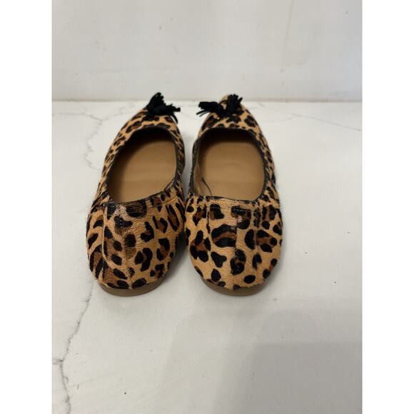 J Crew Womens Leopard Animal Print Ballet Flats Shoes 7.5 Point Toe Tassel NWOT - Picture 3 of 9